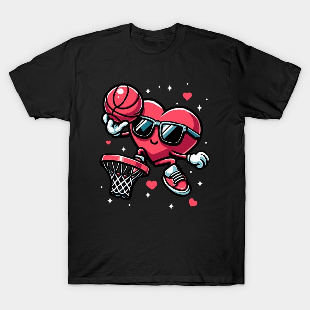 Funny Valentines Day Heart Basketball Player T-Shirt by everetto